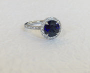 Amorette 2ct Blue Sapphire Halo Engagement Ring