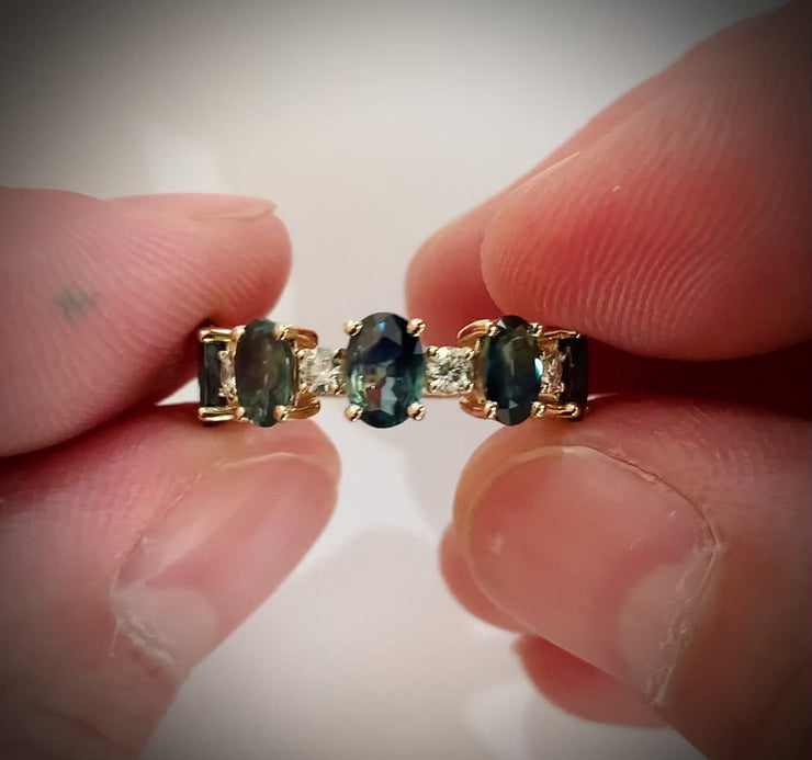 Video of Saanvi 3.25 ctw Teal Sapphire & Diamond Engagement Band