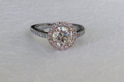 Video of a rose gold and diamond halo engagement ring. DANA WALDEN BRIDAL.