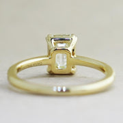 Alaia Unique Emerald Cut Diamond Engagement Ring - Ethical Ultra Thin Yellow Gold with Pave - Designed by Dana Chin and Radika Chin for Dana Walden Bridal - NYC - Back View
