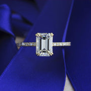 Yellow Uniqie emerald cut engagement ring. Conflict free and ethically handmade in New York City.