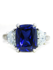 Blue sapphire and diamond engagement ring, ALEXANDRA. Ethically handmade by Dana & Radika Chin for DANA WALDEN NYC.