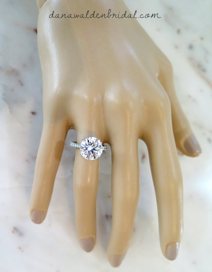 5 carat lab diamond engagement ring with lab-created diamond accents in the band. 