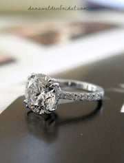 5 carat lab diamond engagement ring with lab-created diamond accents in the band. 