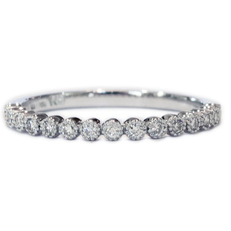 Arden Delicate Diamond Wedding Band with Vintage Accents by Dana Walden Chin & Rad Chin in NYC