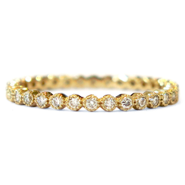 Arden vintage-style ornate delicate diamond wedding band. DANA WALDEN BRIDAL.