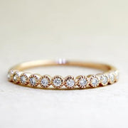 Arden Delicate Rose Gold & Diamond Wedding Band with Vintage Accents by Dana Walden Chin & Rad Chin in NYC