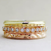 Arden Vintage Diamond Wedding Ring - Milgrain Details - Rose Gold, Yellow Gold and Diamonds - Designed by Dana Chin and Radika Chin - Dana Walden Bridal - NYC