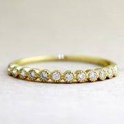 Arden Delicate Yellow Gold & Diamond Wedding Band with Vintage Accents by Dana Walden Chin & Rad Chin in NYC