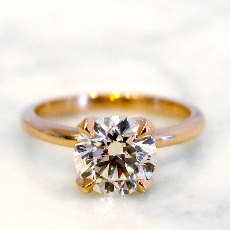 Astrid diamond solitaire engagement ring in rose gold with thin band