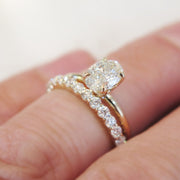 Lab-created diamond oval solitaire engagement ring by Dana Walden Bridal.