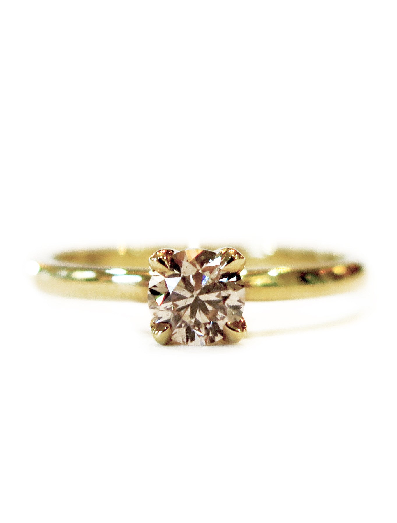 1.80 Carat (ctw) 18K Yellow Gold Round Champagne & White Diamond Ladies  Bridal 3 Stone Engagement Ring With Matching Band Set