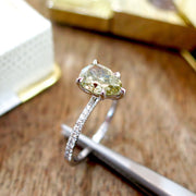 Ethical green diamond engagement ring by DANA WALDEN BRIDAL.