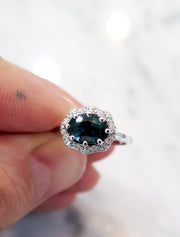 Carlotta Geometric Sapphire Halo with Diamond Accents by Dana Walden Chin & Rad Chin 