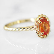 SIDE VIEW- Chantalle Orange Sapphire engagement ring by DANA WALDEN BRIDAL.
