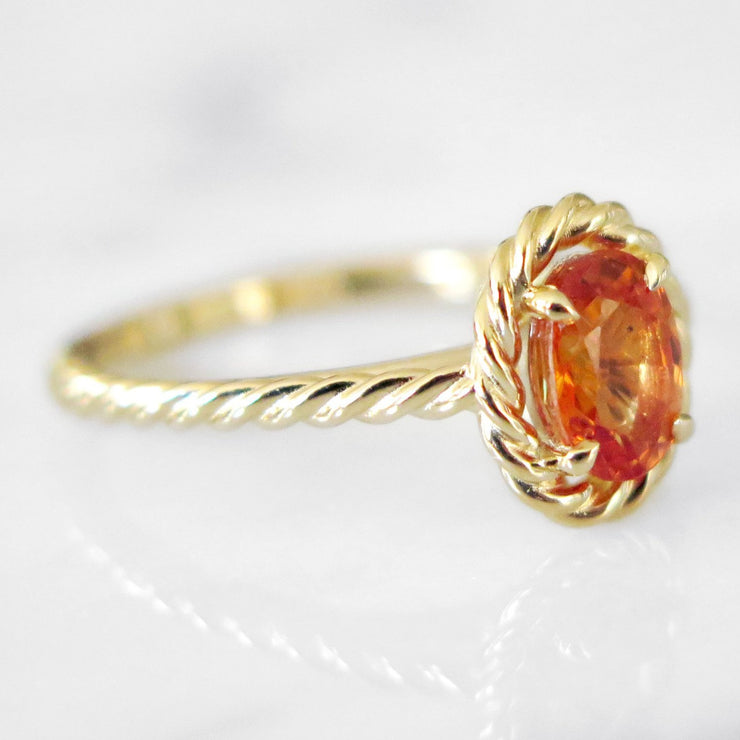 SIDE VIEW- Chantalle Orange Sapphire engagement ring by DANA WALDEN BRIDAL.