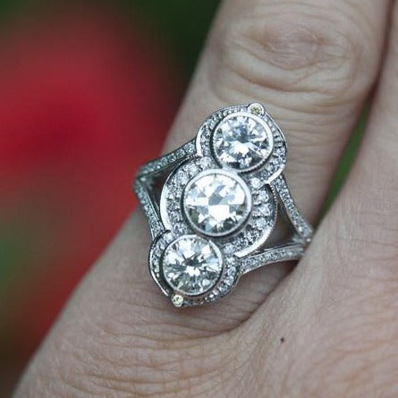 Charlotte vintage-inspired diamond cocktail ring by Dana Walden Bridal in NYC.