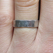 Unique Mens Wedding Ring Band Handmade in Platinum with Organic Textures On Hand