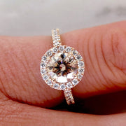 Unique engagement ring with bronze champagne diamond by Dana Walden Bridal.