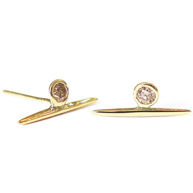 Diamond needle stud earrings by DANA WALDEN.