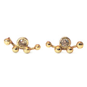 Handmade 14k yellow gold stud earrings by Dana Walden Bridal.