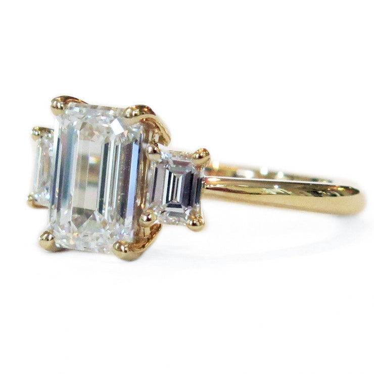 Emerald-Cut Three-Stone Diamond Engagement Ring – Unique Engagement Rings  NYC