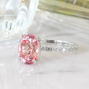 Unique Padparadscha Sapphire Engagement Ring - Fanetta - Side View - Dana Walden Bridal - NYC