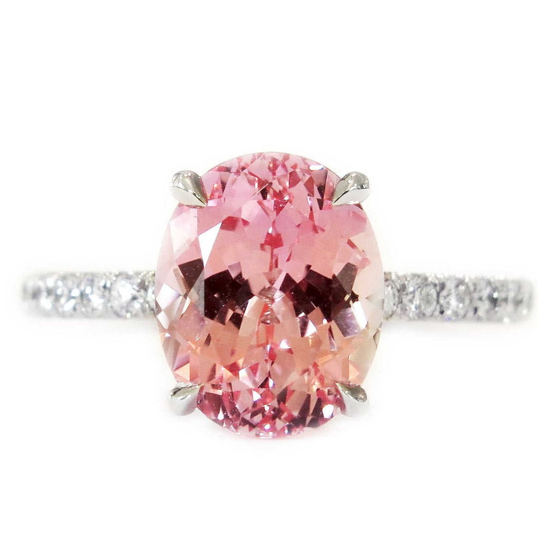 Peach Pink Sapphire Engagement Ring