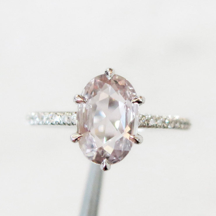 Pale Peach Sapphire Unique Engagement Ring. DANA WLDEN BRIDAL NYC.
