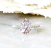 Pale Peach Sapphire Unique Engagement Ring. DANA WLDEN BRIDAL NYC.