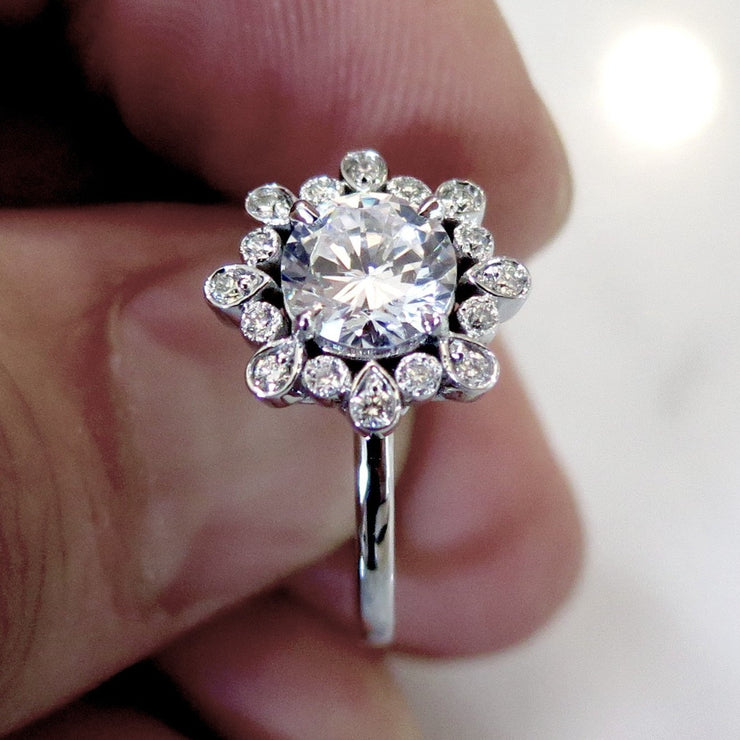 2.00CT Round Cut CZ Unique Beautiful Engagement Ring 14k White Gold Finish  | eBay