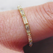 Ethical handmade diamond baguette wedding band by DANA WALDEN NYC- Yellow Gold.