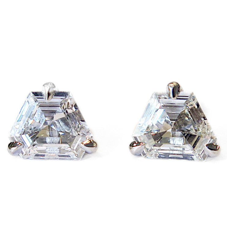 Handmade and conflict-free hexagon cut diamond earrings by DANA WALDEN NYC