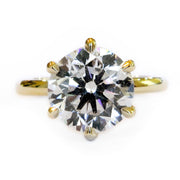 Gracie six prong solitaire with conflict-free diamond in yellow gold with delicate band