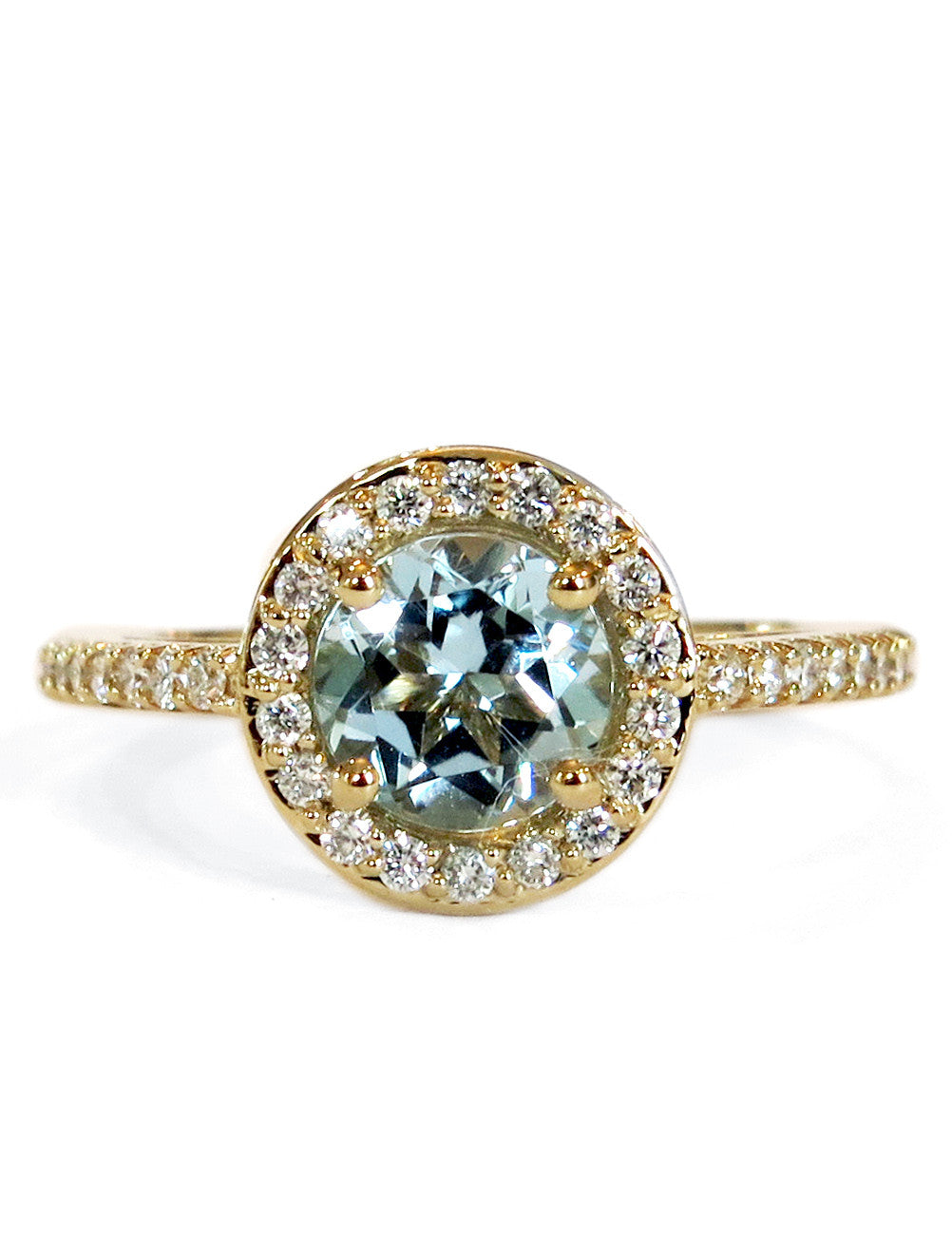 Delicate Aquamarine Diamond Halo Engagement Ring – Unique Engagement ...
