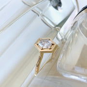 Henley Modern Hexagon Diamond Engagement Ring in Yellow Gold - Side View