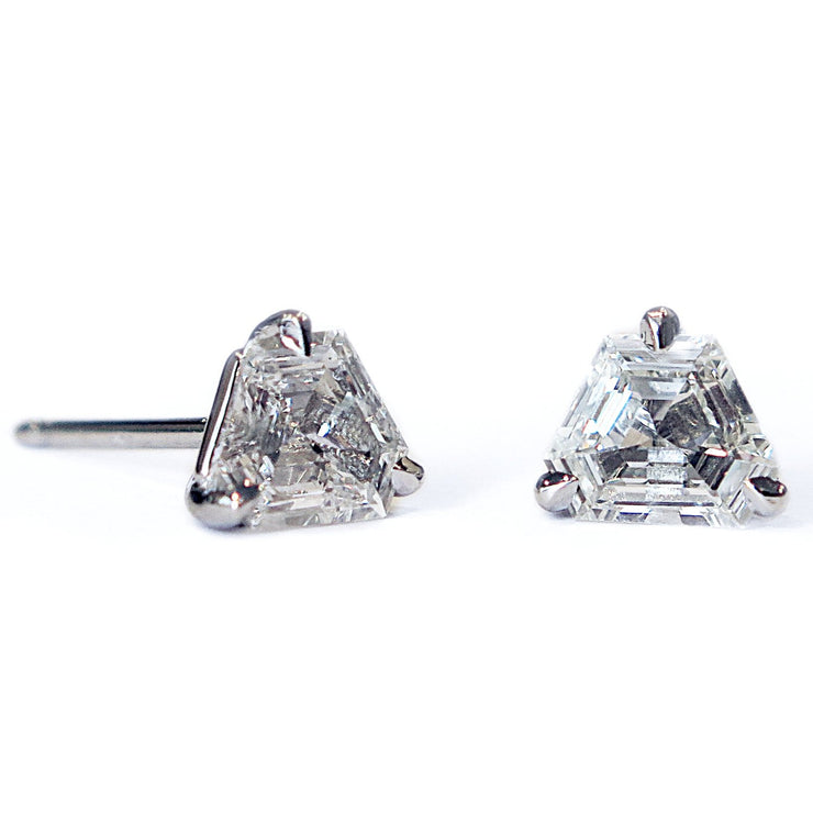 Handmade and conflict-free hexagon cut diamond earrings by DANA WALDEN NYC