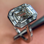 2 carat l4ab diamond Elena emerald-cut engagement ring with seamless halo- DANA WALDEN NYC