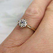 1 carat lab diamond engagement ring set in 14k yellow gold. DANA WALDEN BRIDAL.