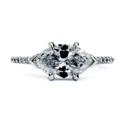 Ingrid East-West Marquise Diamond Engagement Ring in White Gold with Thin Micro-Pavé Diamond Band 
