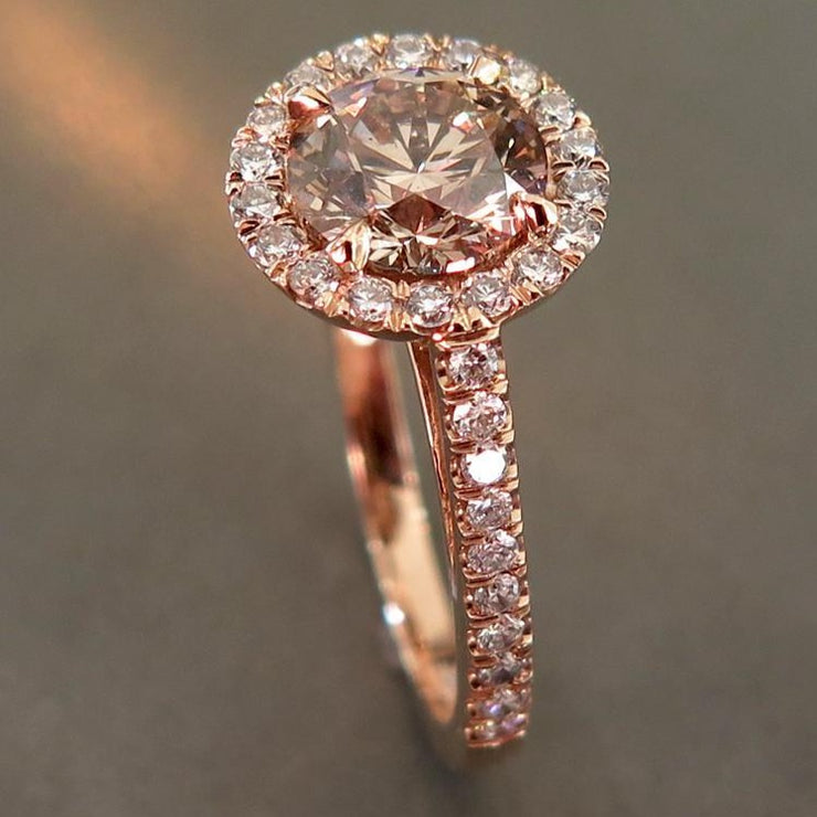 Rose gold champagne diamond engagement ring by Dana Walden Bridal NYC.