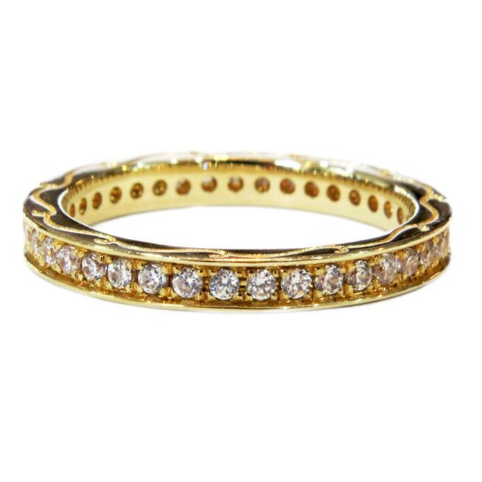 Yellow gold and diamond eternity wedding band by DANA WALDEN BRIDAL.