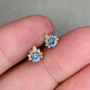 Miku Aquamarine Stud Earrings with Ethical Diamond Accents