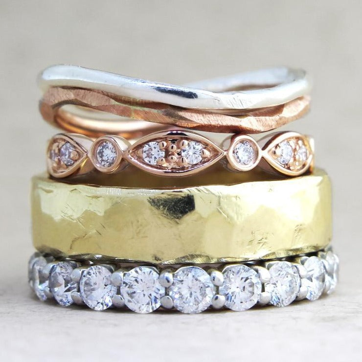 Mixed Metal Stacking Wedding Bands by Dana Walden Bridal NYC