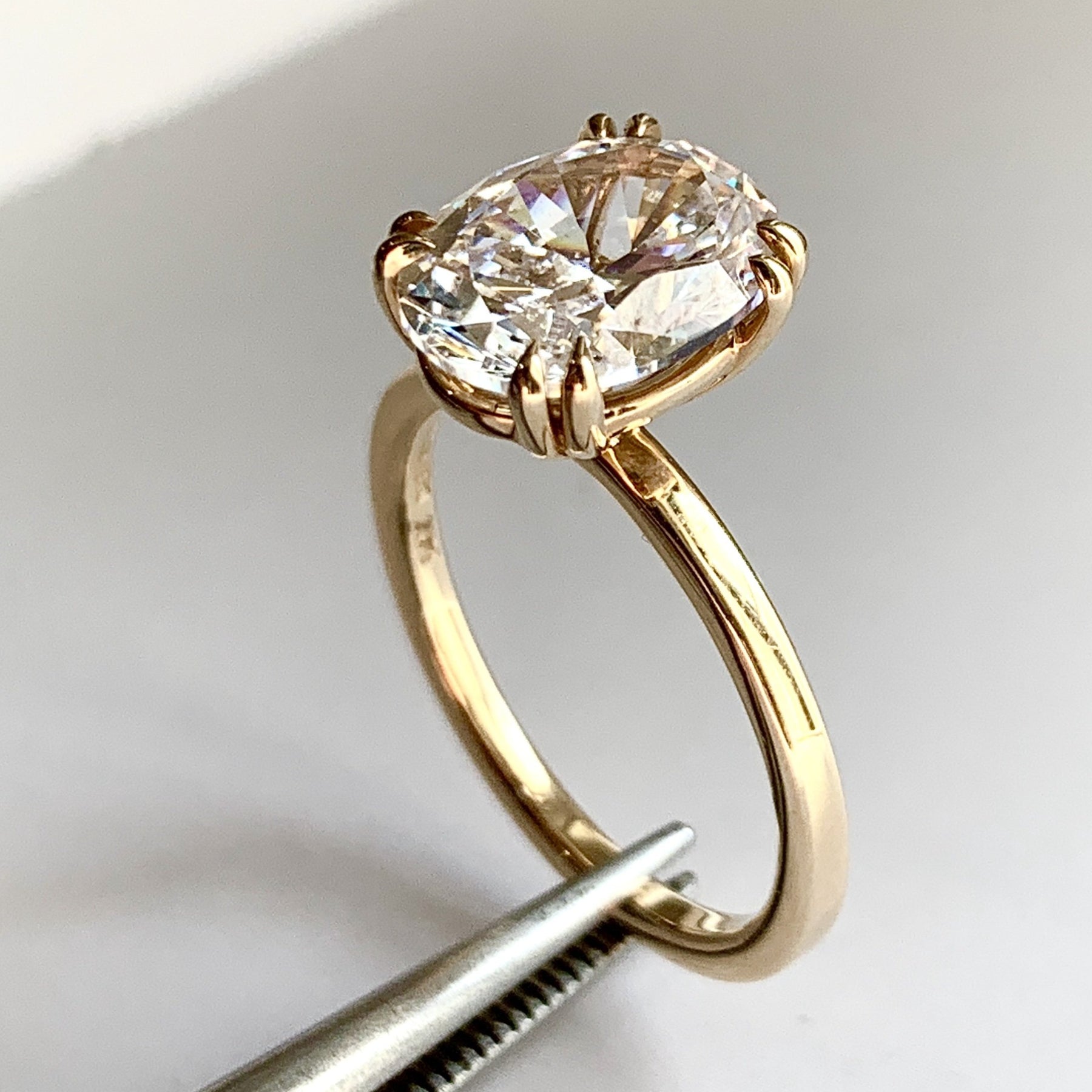 Jessa Thin Oval Diamond Solitaire in Yellow Gold – Unique Engagement Rings  NYC