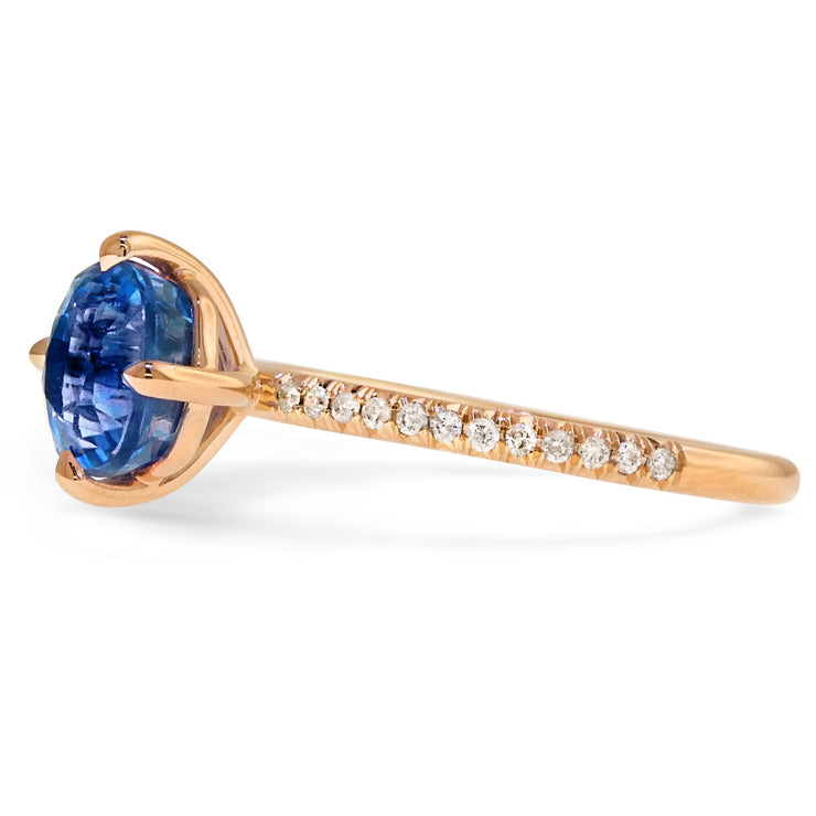 Ocean blue sapphire engagement ring by DANA WALDEN BRIDAL.