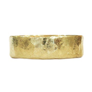Unique Hammered & Textured Wedding Ring Band in Yellow Gold