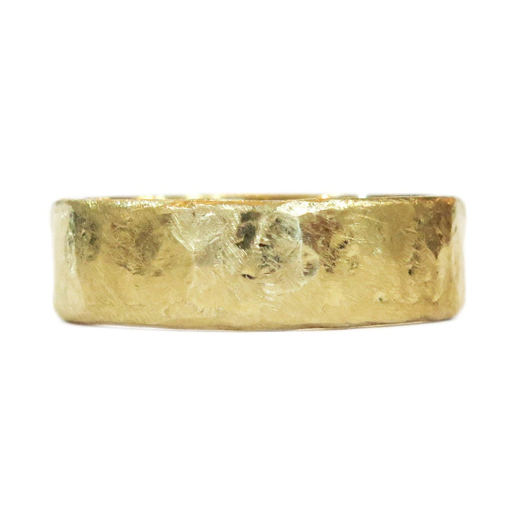 Unique Hammered & Textured Wedding Ring Band in Yellow Gold