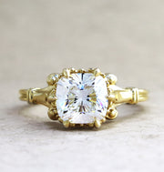 Unique cushion cut diamond engagement ring with antique details custom made in nyc - Lulu