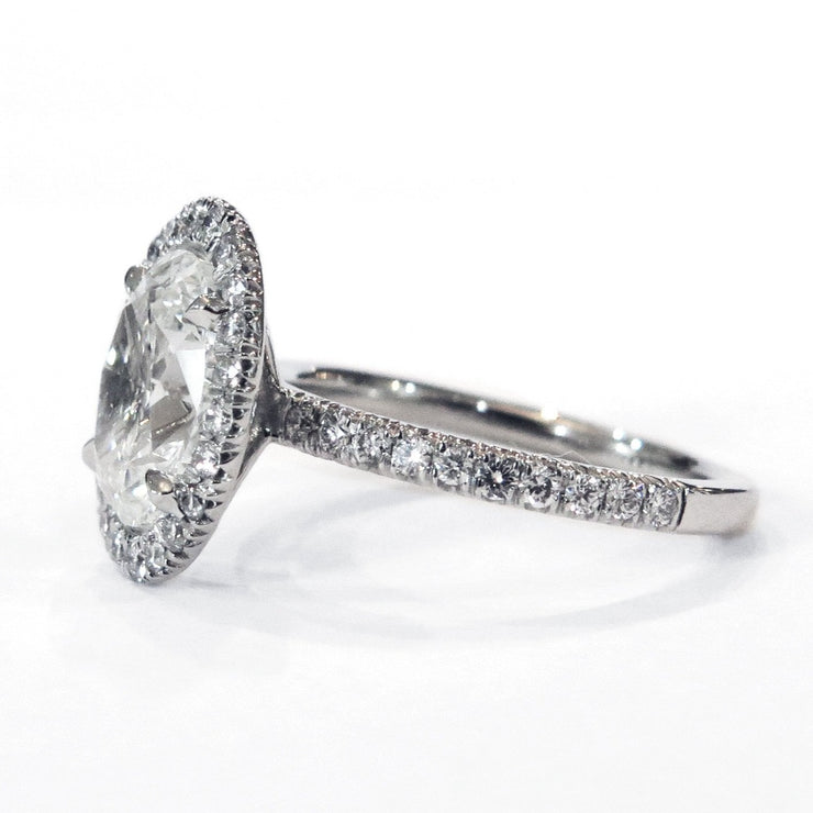 Layna Oval Diamond Halo in Platinum - Delicate, Custom, Thin - by Dana Walden Bridal NYC